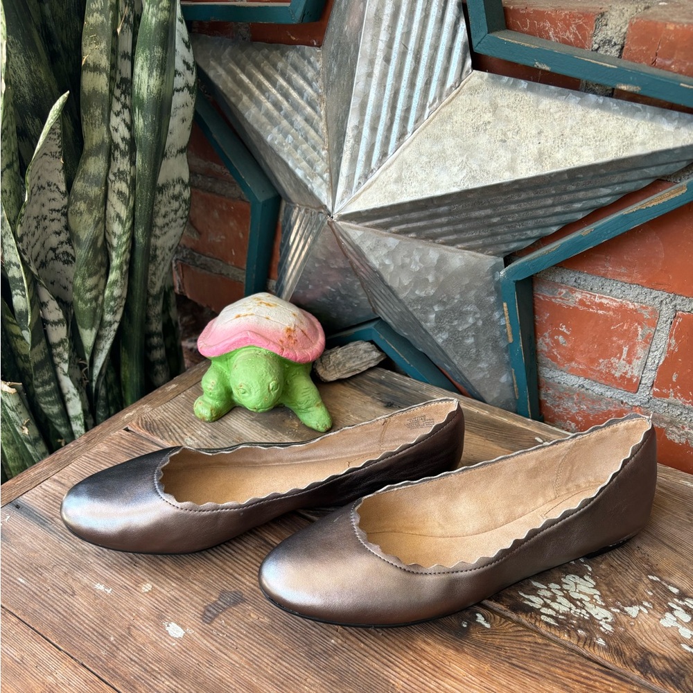 NWOB Womens Amelia Grace Stone Bronze Leather Flats Size 10 M